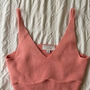 Dictionary Ribbed Pink Knit Tank Top